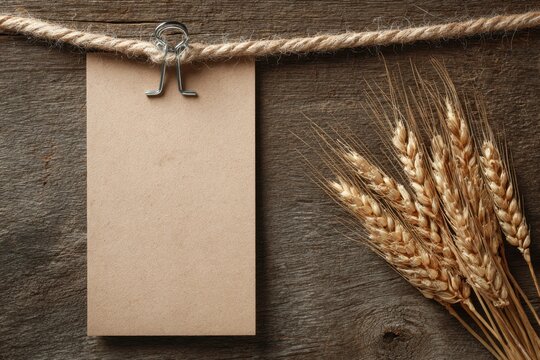 Rustic Memo with Copper Clip, Twine, and Wheat