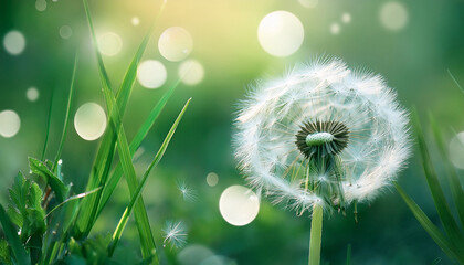 Dandelion Lush Green Bokeh Light Wild Background