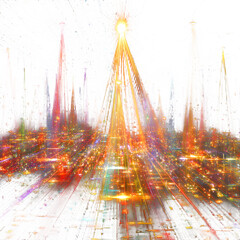 Abstract light trails cityscape