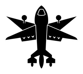 Vector art of stylized silhouette of a futuristic jet fighter from above