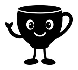 Vector art of cute cartoon coffee cup character waving hello