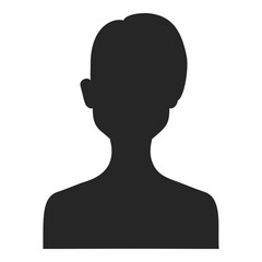 Black silhouette of a person with a simple profile. Can be used for various graphic design projects including vector icons, avatars, and user interface elements. Human isolated on white background.