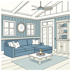  Minimalist Blue and White Home Interior Furniture Scene 