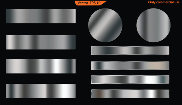 Set of metal banners. Set of metal banners. Set of Silver foil texture background. Realistic silver, gradient mesh. Set of silver foil textures with black background. High resolution. 