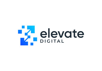elevate growth logo. arrow digital technology vector design concept