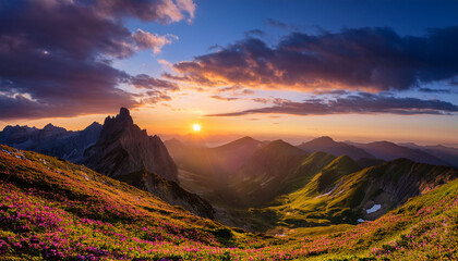 The Sunset Is Beautiful In The Mountains