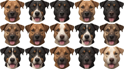 Realistic Dog Faces Collection – Transparent Background