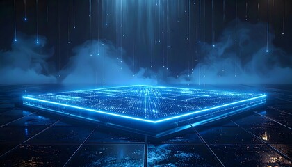 Abstract technology background digital platform glowing blue light