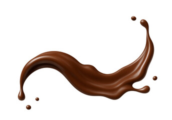 Chocolate splash with drops. Realistic liquid choco swirl. Vector illustration