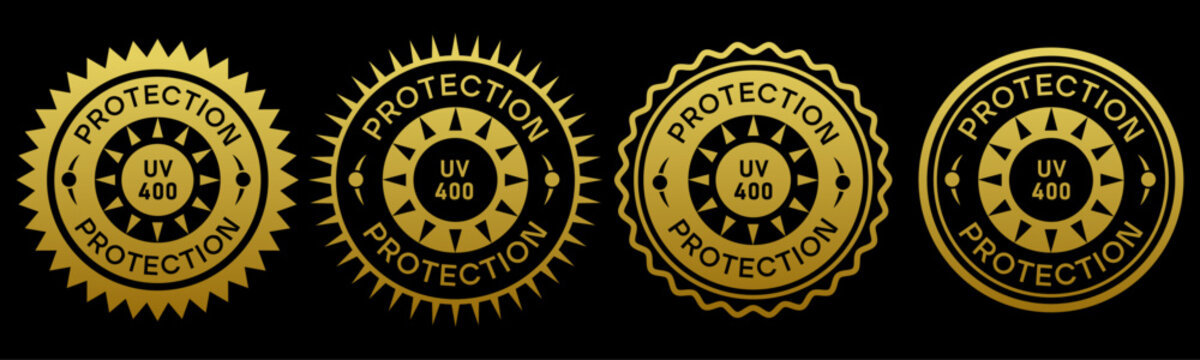 uv400 protection gold badge label icon vector seal emblem stamp design