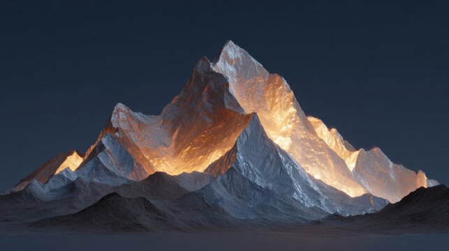 Stunning mountain range illuminated by golden light, perfect for adventure travel or inspirational themes in presentations and marketing materials