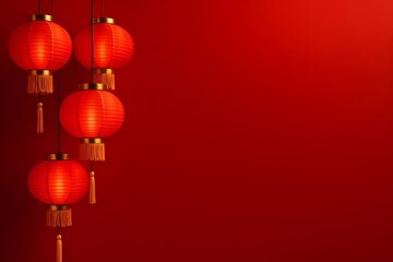chines lanterns in corner red background.