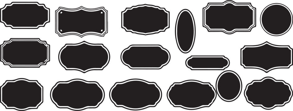 label silhouette vector, badge shape design, tag outline artwork, black label clipart, sticker frame svg, retro tag illustration, decorative badge graphic, empty label artwork, vintage label shape, cl