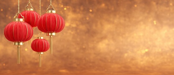 Chinese new year celebration background with glowing red lanterns and elegant banners night festival festive atmosphere