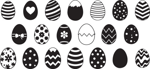 easter egg silhouette, holiday egg vector, black easter clipart, decorative egg shapes, pattern egg graphic, spring holiday design, easter ornament svg, creative egg artwork, festive egg illustration,