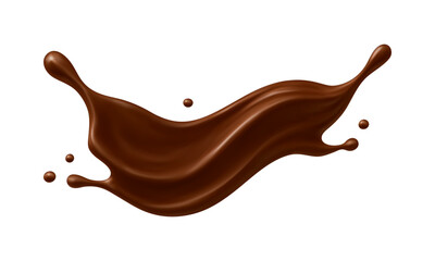 Realistic chocolate splash with drops. Dessert and confectionery concept. Vector illustration_1