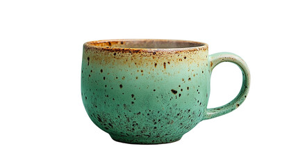 A Ceramic Mug with Green Ombr&eacute; Glaze and Yellow-Brown Rim