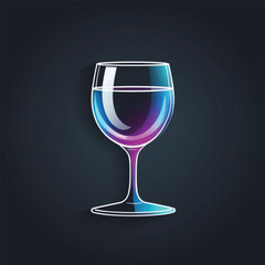 Neon Gradient Wine Glass Modern Digital Art Design