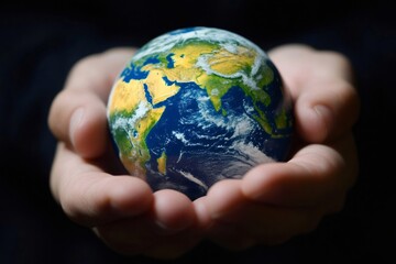 Fototapeta premium Hands holding earth globe symbolizing environmental protection