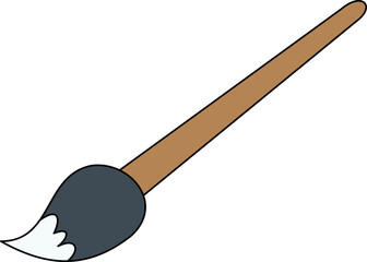 Isolated illustration of a paintbrush with paint on a black background