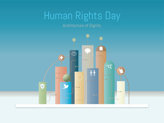 Human rights day representing architecture of dignity and equality