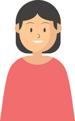 Cartoon woman portrait illustration with short hair and neutral expression