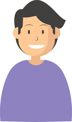 Illustrated Cartoon Character Portrait with Black Background and Purple Shirt