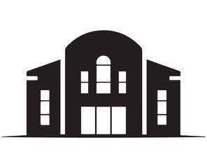 Naklejka premium Abstract Black Building Silhouette with Circular Element