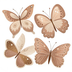set of beautiful butterfly