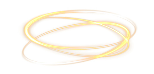 Abstract golden ring effect with a shimmering glow and dynamic movement PNG. Line, light, gold, circle, background with glowing golden effect, flare and neon magic in PNG format. © Ihor Nemynushchyi