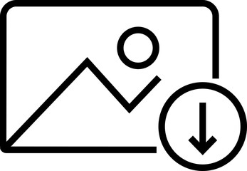 Gallery edit icon in black line style. Photo image download vector illustration. Picture editing symbol graphic design for media interface and mobile app isolated on transparent background.