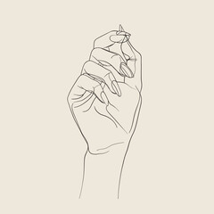 Elegant line art sketch of a female hand with long nails. Perfect for beauty, fashion and manicure themed projects