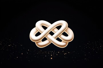 Elegant White Intertwined Knot Design Against Black Background