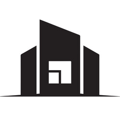 Stylized Skyscraper with Tree Icon building architecture