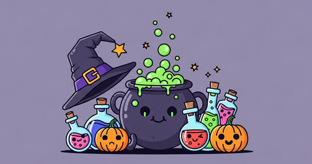 Bubbling Cauldron Potion Halloween Wallpaper