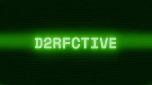 Old green CRT screen showing text DIRECTIVE appearing in random glitch and coding style