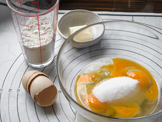 Homemade Cake Ingredients Flat Lay