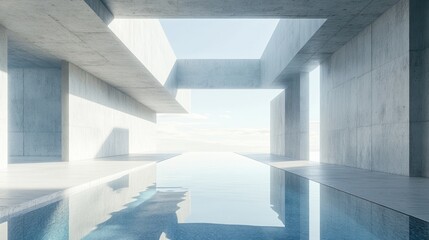 Modern Minimalist Concrete Architecture Featuring Infinity Pool