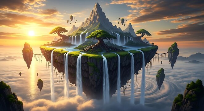 Floating Island Paradise Landscape.