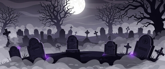 Haunted Graveyard Wallpaper in Halloween Night