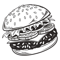hamburger on white background