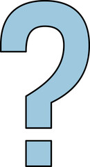 Light Blue Question Mark Isolated on Black Background for Uncertainty Theme