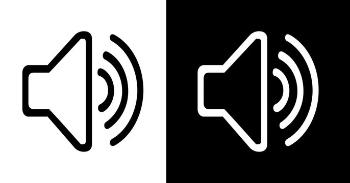 black and white illustration of volume icon