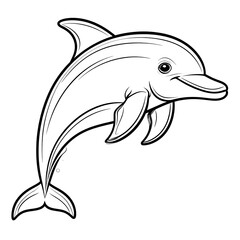 Obraz premium A black and white line drawing of a dolphin leaping out of the water.