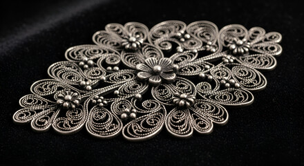 Elegant silver filigree brooch with floral design is perfect for adding sophisticated charm to any outfit or craft project, intricate artistry, and timeless style