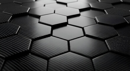 Stunning close-up of modern carbon fiber hexagon pattern creating dynamic futuristic texture for cutting edge designs and innovative applications