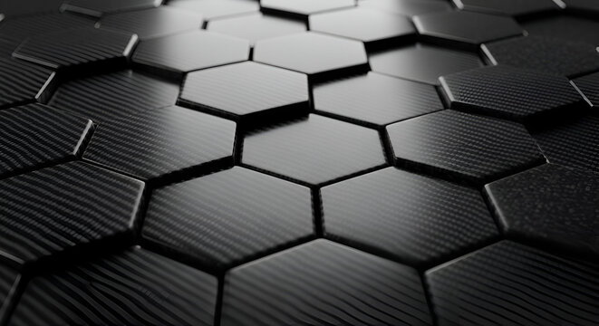 Stunning close-up of modern carbon fiber hexagon pattern creating dynamic futuristic texture for cutting edge designs and innovative applications