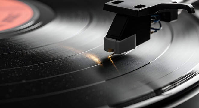 Experience the nostalgia with vintage vinyl records and turntables in this musically rich and atmospheric scene for audiophiles and music lovers