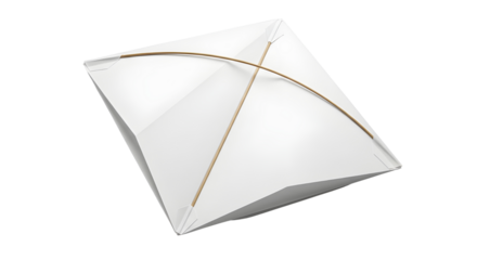 Simple white paper kite graphic representing freedom, childhood fun, and play isolated PNG with Transparent Background