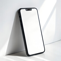 Blank smartphone screen on white background for digital business and communication technology display